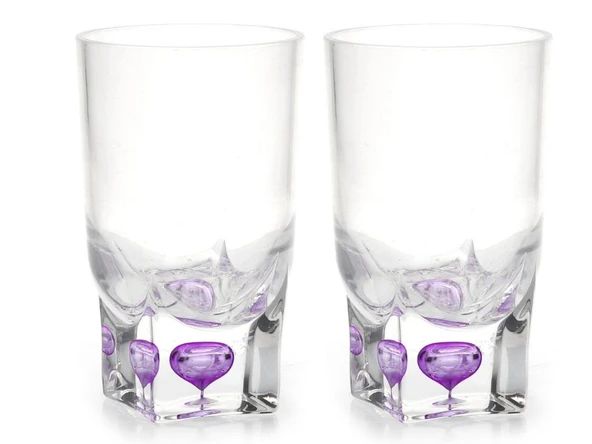 2 ADET KALEMLİK MOR DAMLALI AKRİLİK OFİS GERECİ 7X7X13CM - 2