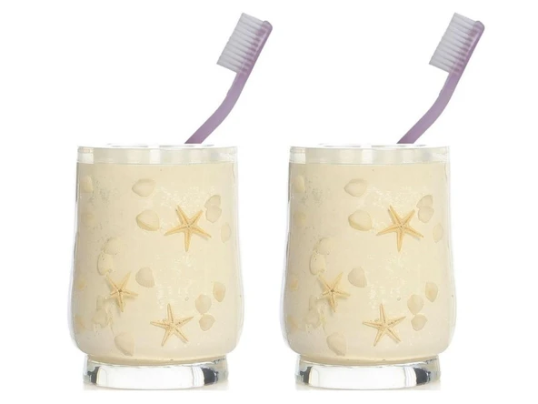 2 ADET DİŞ FIRÇALIK DENİZ YILDIZI EL YAPIMI 400 GR 7X7X10CM BANYO SETİ ürün görseli