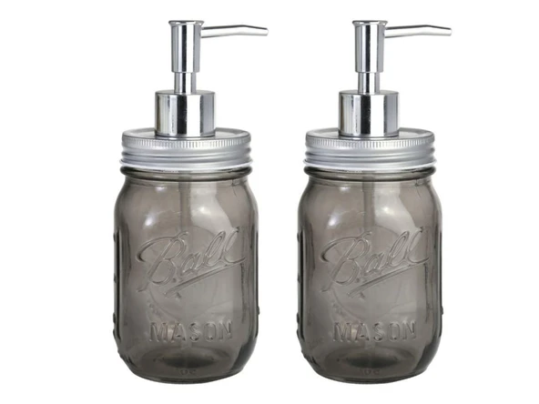 2 ADET CAM SIVI SABUNLUK,ÇİÇEK DESENLİ GRİ 8X8X10CM 420ML ürün görseli