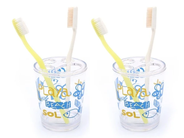 2 ADET DİŞ FIRÇALIK DENİZ DESEN AKRİLİK 8X8X9CM 350ML BANYO SETİ ürün görseli