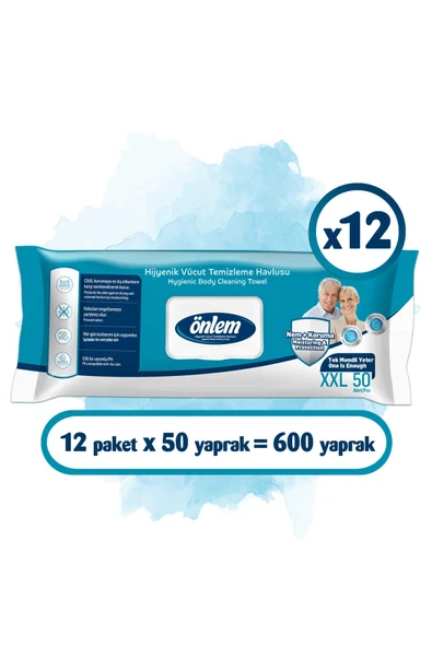 Hijyenik Vücut Temizleme Havlusu XXL 50 li x 12 Adet ürün görseli