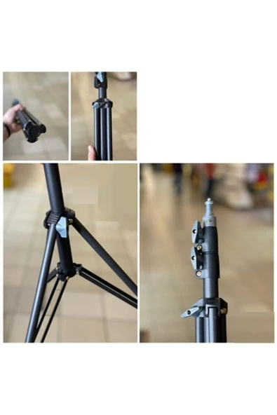 Yussraw Güçlendirilmiş Profesyonel Alüminyum Döküm Ayak Sağlam Dayanıklı Vidalı Tripod Ayağı Ring Lıgh - 2