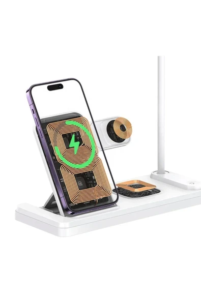 asua 4 in 1 20 Watt Wireless Masa Lambalı Kablosuz Şarj Standı - 3