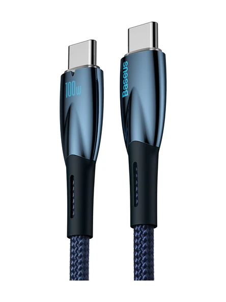 Baseus Glimmer Series 100 W Mavi 1 m Type-C to Type-C Hızlı Şarj Kablosu - 3