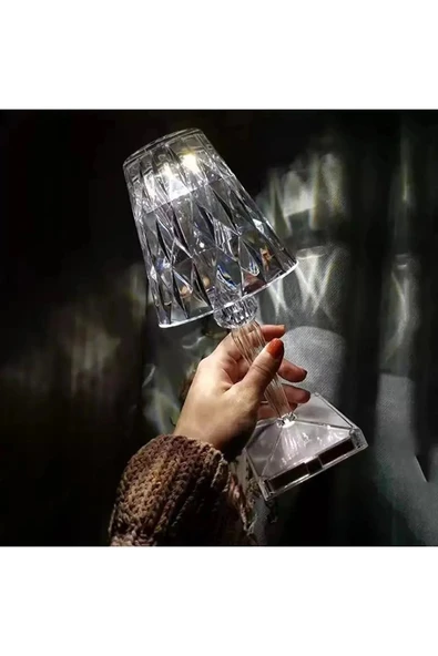 Yussraw Masaa Lambası Aydınlatma Akrilik Kristal Led Şarjlı Masa Üstü Lamba - 2