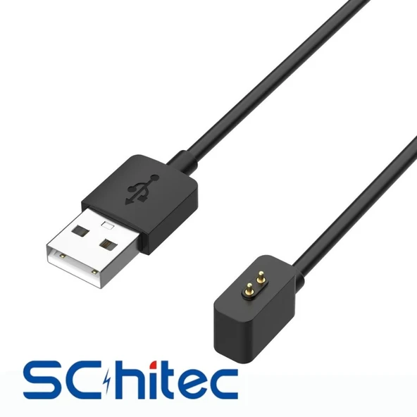 ScHitec Mi Band 8/8Pro/8Active/9/9Pro/9Active/10 & Redmi Band2/Watch3/3Active/Watch4/4Active/Watch5/Active/5Lite Uyumlu 1m USB-A Manyetik Şarj Kablosu - 2