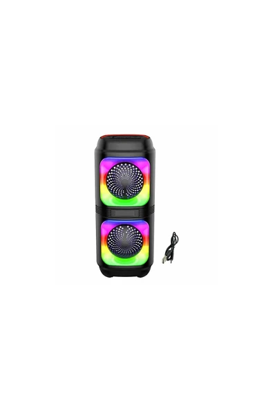 Yussraw Bluetooth Hoparlör 4 inç RGB LED Işık Karaoke Partisi Kablosuz BT5.0 Yüksek Güçlü Hoparlör - 7