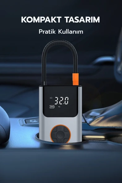 Yussraw 4000 MaH Şarjlı Taşınabilir Araba Lastik Hava Top Şişirme Pompası Led Işıklı Dijital Hava Kompresörü - 3