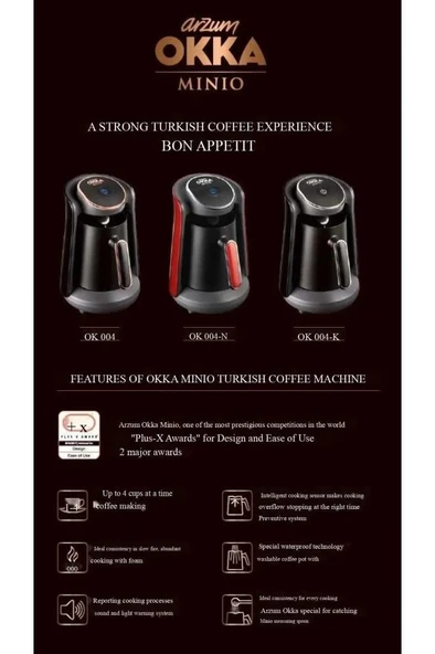 Okka Minio Türk Kahvesi Makinesi 4 Fincan Kapasiteli Gün Batımı - OK004-G - Resim 4