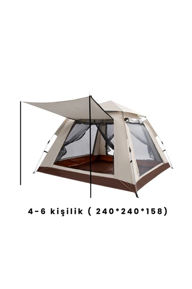 Yussraw 4-6 kişi kamp çadırı seti taşınabilir otomatik 240*240*155+lamba+yatak+yastık+pompa+hoparlör - 8