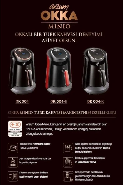 Okka Minio Türk Kahvesi Makinesi 4 Fincan Kapasiteli Gün Batımı - OK004-G - Resim 3