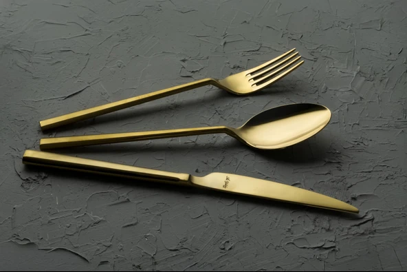 Aryıldız De Luxe S Gold Pvd 89 Parça Altın Çatal Kaşık Bıçak Takımı - Resim 4