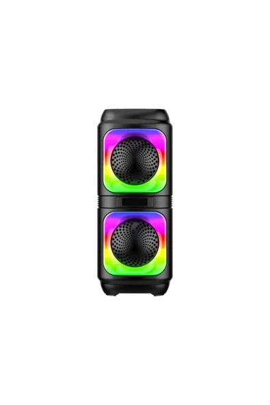 Yussraw Bluetooth Hoparlör 4 inç RGB LED Işık Karaoke Partisi Kablosuz BT5.0 Yüksek Güçlü Hoparlör