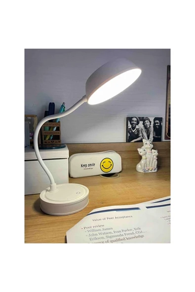 Yussraw Şarjlı Dokunmatik 20 Led Çalışma Okuma Işığı Flexible Masa Lambası Beyaz - 4