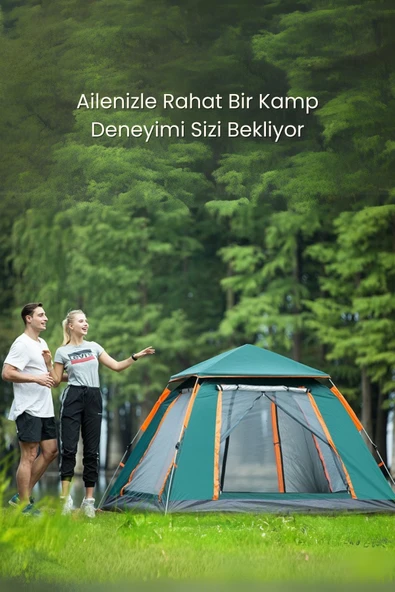 Yussraw 4-6 Kişilik Tam Otomatik Tenteli Kamp Çadırı dış 240x240x160 - 5