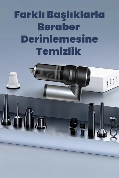 Yussraw Yeni 16000pa Güçlü Portatif Vakumlu Ve Üflemeli Katlanabilir Araç Içi Süpürge Pro Hl-121 - 3