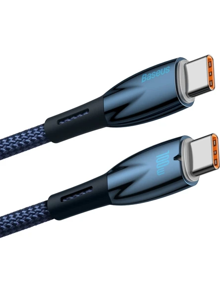 Baseus Glimmer Series 100 W Mavi 1 m Type-C to Type-C Hızlı Şarj Kablosu - 2