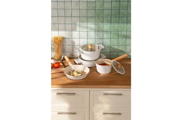 Emsan Crystal Elegant Tencere Seti Bej - Resim 2