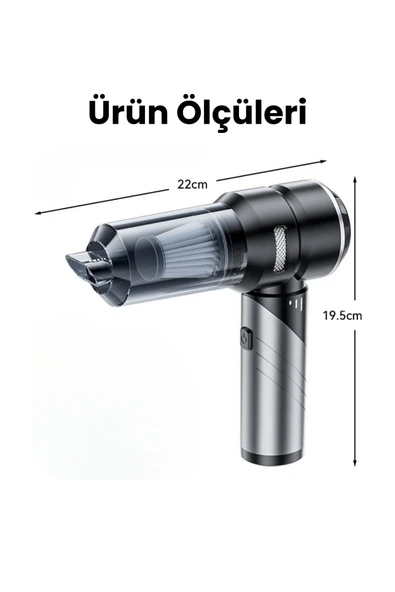 Yussraw Yeni 16000pa Güçlü Portatif Vakumlu Ve Üflemeli Katlanabilir Araç Içi Süpürge Pro Hl-121 - 8