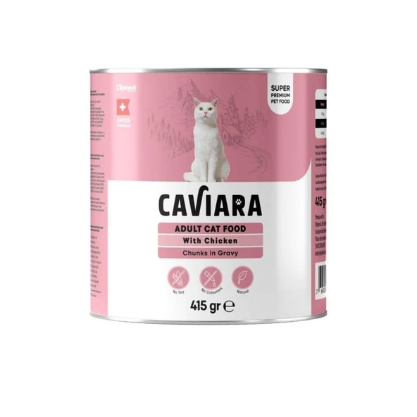 Caviara Sos İçinde Et Parçacıklı Tavuklu Yetişkin Kedi Konservesi 415 Gr ürün görseli 1