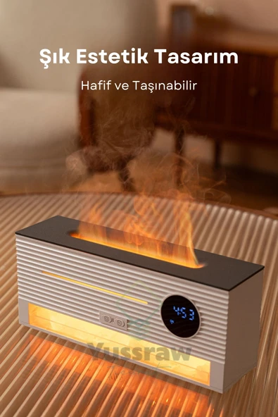 Yussraw Yeni Saat Alarm Göstergeli 260 ml Kapasiteli Taşlı Aroma Yayıcı Hava Nemlendiricisi