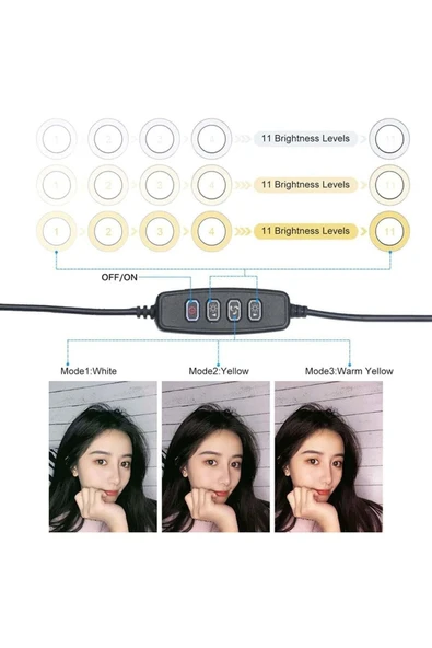 Yussraw Tripodlu Selfie Işığı Ring Light 10 Inç Led Işıklı Halka Bluetooth Kumandalı Youtuber Tiktok - 2