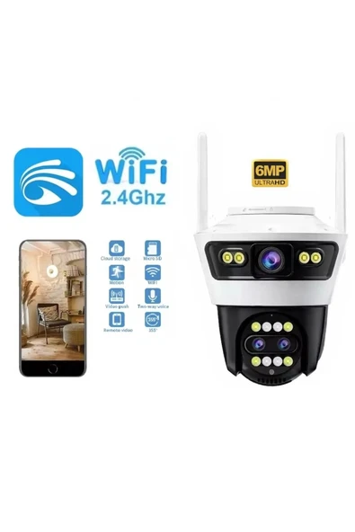 Yussraw 6MP 6K ULTRA HD 3 Lensli 8XZOOM Dış Mekan Gece Görüşlü Akıllı Ip Güvenlik Kamerası - 3