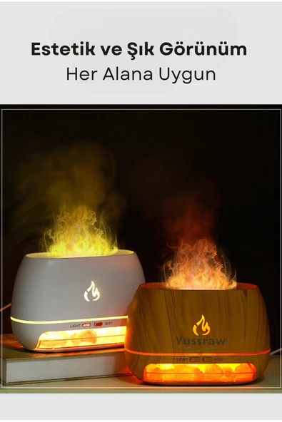 Yussraw Taşınabilir 200ml Kapasiteli Işıklı Aroma Yayıcılı Hava Nemlendircisi Taş Hediyeli - 5
