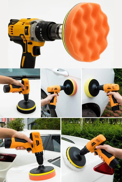 150mm | 11 Parça | Mega Boy Pasta Cila Elyaf Polisaj Süngeri | Matkap Uyumlu Parlatma Seti - Resim 6