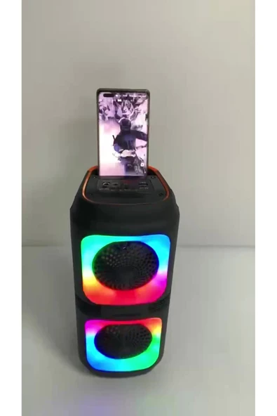 Yussraw Bluetooth Hoparlör 4 inç RGB LED Işık Karaoke Partisi Kablosuz BT5.0 Yüksek Güçlü Hoparlör - 2
