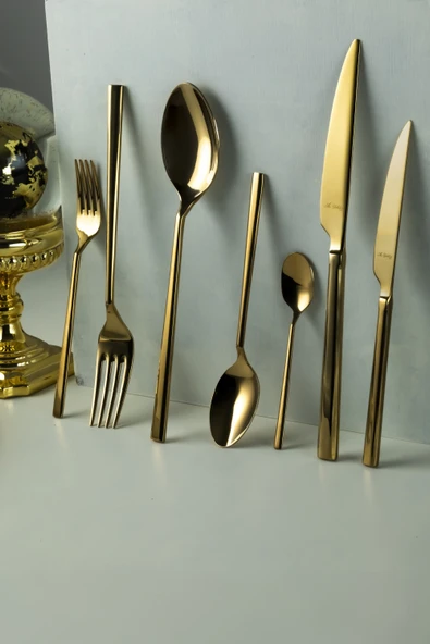 Aryıldız De Luxe S Gold Pvd 89 Parça Altın Çatal Kaşık Bıçak Takımı - Resim 2