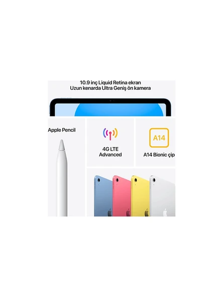 Apple iPad 10. Nesil Wi Fi + Cellular 256 GB 10.9" MQ6T3TU/A Gümüş Tablet - Resim 5