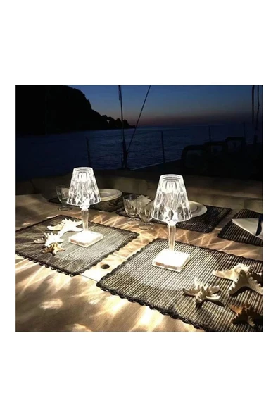 Yussraw Masaa Lambası Aydınlatma Akrilik Kristal Led Şarjlı Masa Üstü Lamba - 5