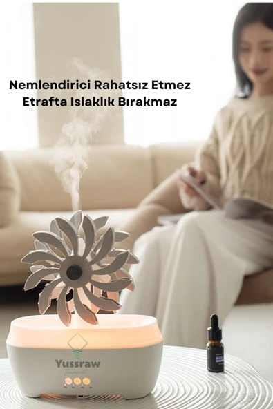 Yussraw Fırıldak yağmur damlası  nemlendirici 300ml 7 renkler LED lamba uzaktan kumanda yağmur damlası