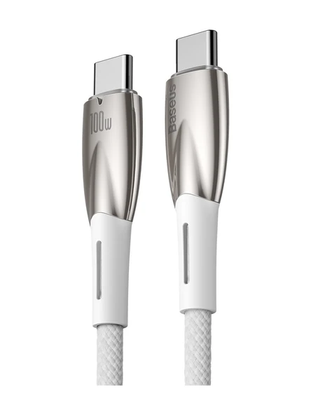 Baseus Glimmer Series 100 W Beyaz 1 m Type-C to Type-C Hızlı Şarj Kablosu - 3