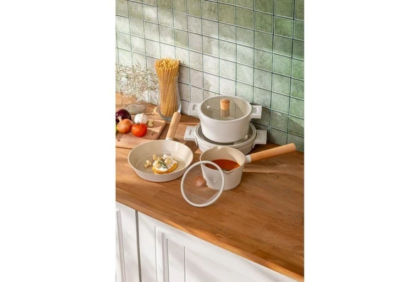 Emsan Crystal Elegant Tencere Seti Bej - Resim 3