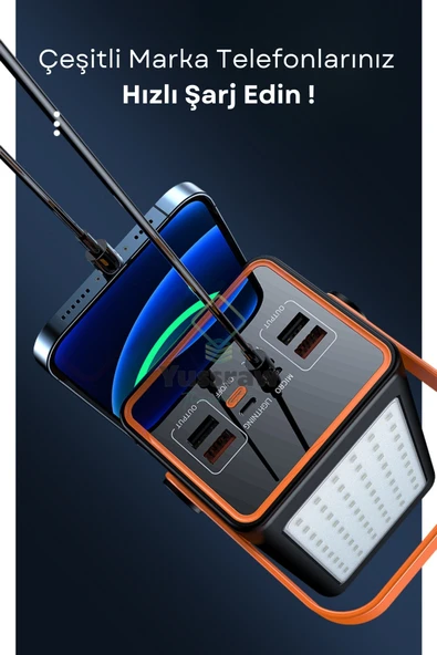 Yussraw 70.000 Mah Dijital Göstergeli Gerçek 70.000 Mah 22.5w Pd Hızlı Şarj Işıklı Kamp Powerbank - 3