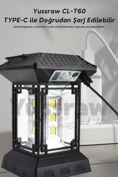 Yussraw solar aydınlatma güneş enerjili kamp lambası sensörlü ve usb sarjlı+güneş enerji - 3