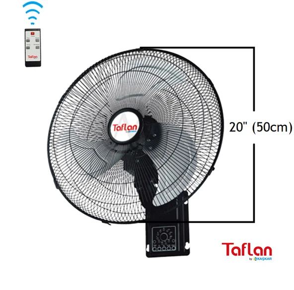 TAFLAN - KAŞKAR FAW-20R SANAYİ TİPİ 130W UZAKTAN KUMANDALI DUVAR VANTİLATÖRÜ 20''