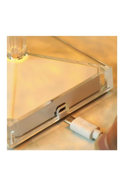 Yussraw Masaa Lambası Aydınlatma Akrilik Kristal Led Şarjlı Masa Üstü Lamba - 3