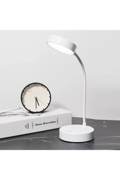 Yussraw Şarjlı Dokunmatik 20 Led Çalışma Okuma Işığı Flexible Masa Lambası Beyaz - 2