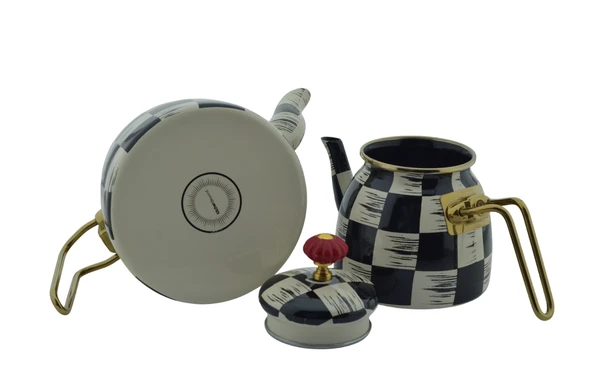 Kapak Defolu Kenzo Qualita King Alt Üst Emaye Çaydanlık Takımı Dama Dekor m2 - 3