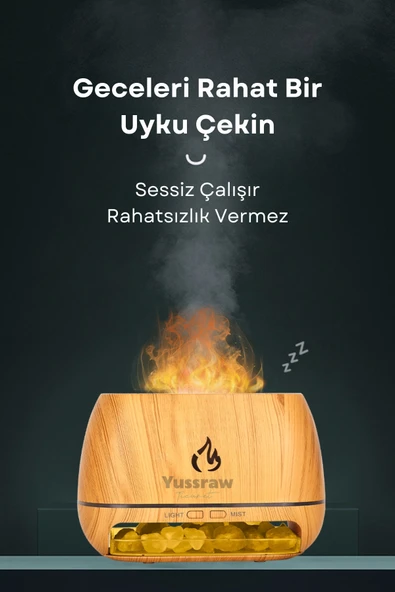 Yussraw Taşınabilir 200ml Kapasiteli Işıklı Aroma Yayıcılı Hava Nemlendircisi Taş Hediyeli