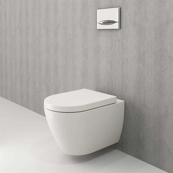 Bocchi Venezia Asma Klozet Kanalsız Parlak Bisküvi Kapak Hariç 1295-014-0128 - Resim 2