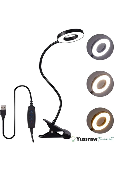 Yussraw Çok Fonksiyonlu Akrobat Masa Lambası Şiddeti Ayarlanabilir 3 Farklı Işık Reng usb girişli kablolu - 5
