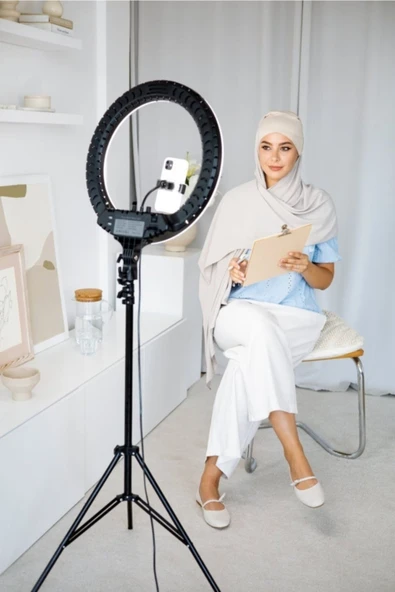 Yussraw Megalux 21 Inç 54cm Influencer Makyaj Kuaför Ring Light Kumandalı Çantalı Tripod 21 Inç Ringlight - 2
