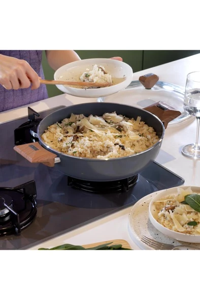 Fiesta Seramik Basık Tencere 24 Cm-Siyah - Resim 4