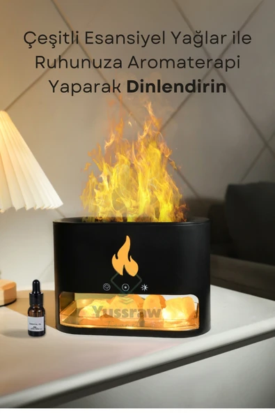 Yussraw Şömine Hava Nemlendiricisi 4 Renkli Alevli ve Taşlı HAVA NEMLENDİRİCİ  250 ML BHU-15