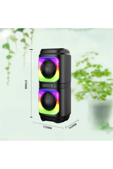 Yussraw Bluetooth Hoparlör 4 inç RGB LED Işık Karaoke Partisi Kablosuz BT5.0 Yüksek Güçlü Hoparlör - 8