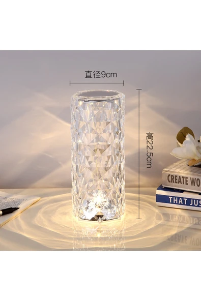Yussraw Kristal Elmas Led Lamba Rgb Dokunmatik Sensör Usb Şarjlı Masa Lambası - 7